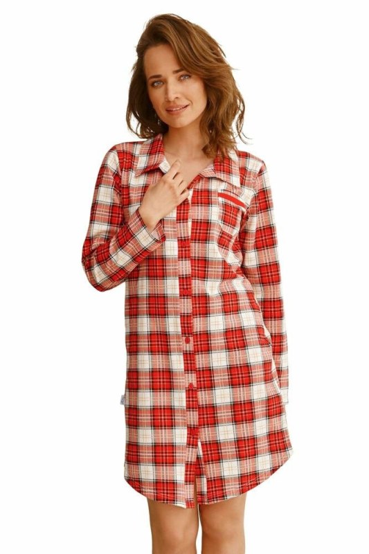 Dámská noční košilka Celine červené káro - Dámské pyžama