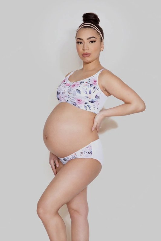 Dámská podprsenka kojící top Easy Bra MAMA basic bílá s&nbsp;květy - Mitex - Doplňky čepice, rukavice a&nbsp;šály