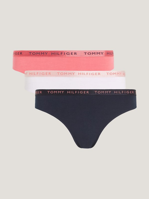 Dámská tanga 3Pack UW0UW04889 0V5 růžové - Tommy Hilfiger - Dámské plavky