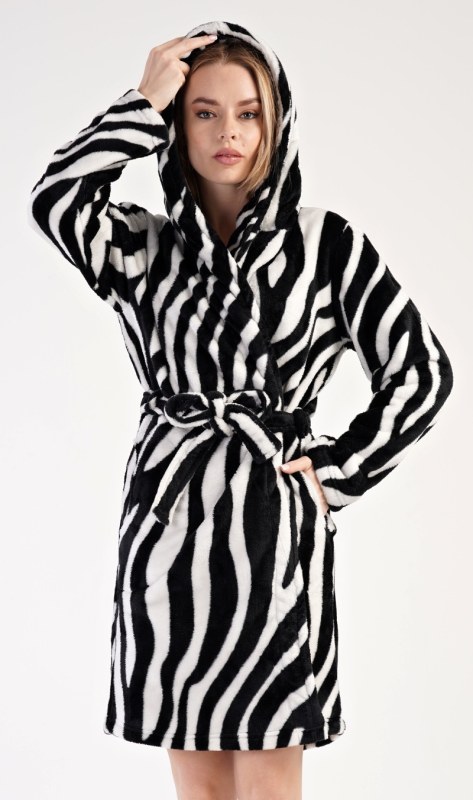 Dámský župan krátký s kapucí Zebra - Dámské spodní prádlo kalhotky