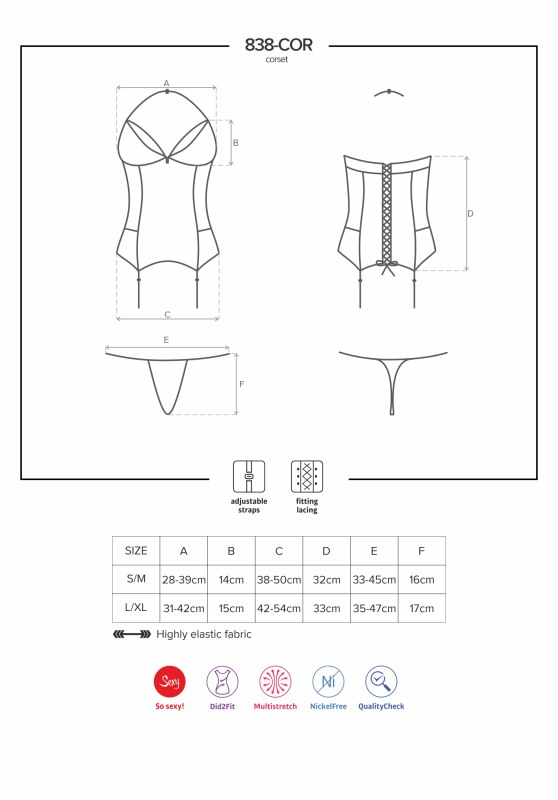 Korzet model 5694836 corset - Obsessive - Doplňky čepice, rukavice a šály