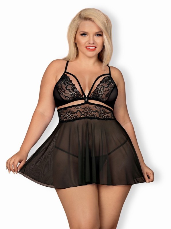 košilka black XXL model 20186843 - Obsessive - Dámské spodní prádlo košilky