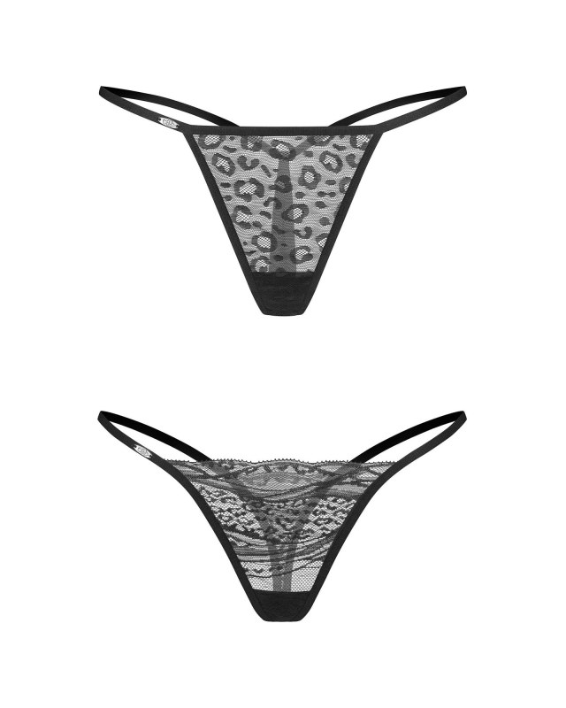Dámská sexy tanga Clara 2-Pack černé - Obsessive