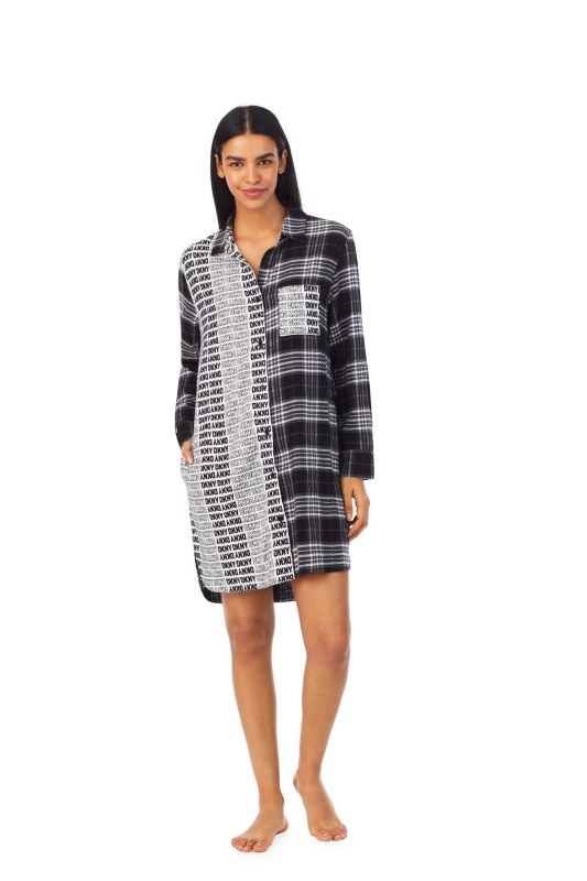 Dámská noční košile model 18893685 005 černobílá s&nbsp;potiskem - DKNY - pyžama