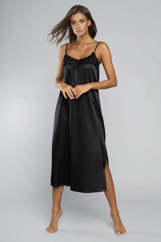 Dámská noční košile dlouhá model 21269940 Černá - Italian Fashion