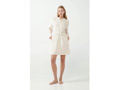 Dámský fleecový župan na zip model 21337213 Ecru - Vamp