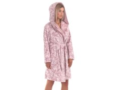 Dámský župan krátký s kapucí Flora Světle fialová s bílou model 21461052 - Vestis