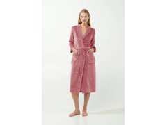 Dámský sametový župan model 21782935 Pudr růžová - Vamp