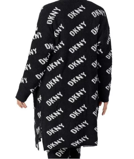 Dámský župan cardigan model 17865213 019 černá/bílá - DKNY