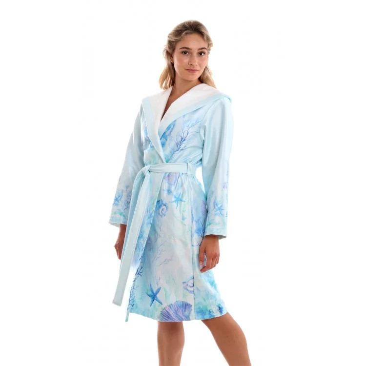 Dámský župan s kapucí Světle modrý model 18866164 - Vestis