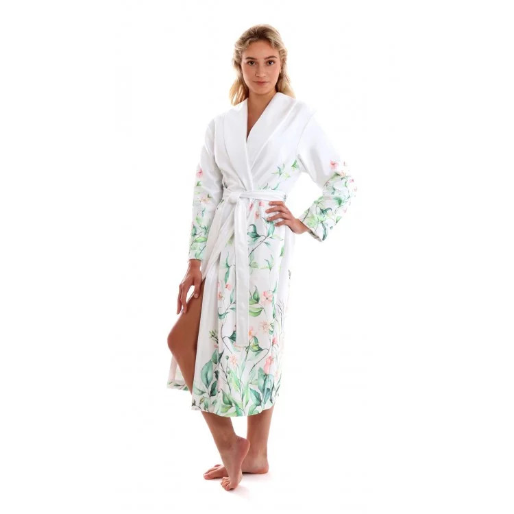 Dámský župan s límcem Bílá s květy model 18866165 - Vestis