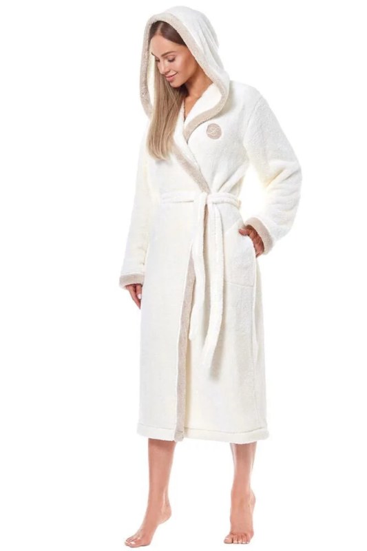 Dlouhý dámský župan Ecru s béžovou L&L model 20985396 - L&L