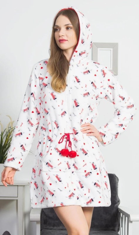 Dámský župan krátký s kapucí na zip model 22408721 - Vienetta