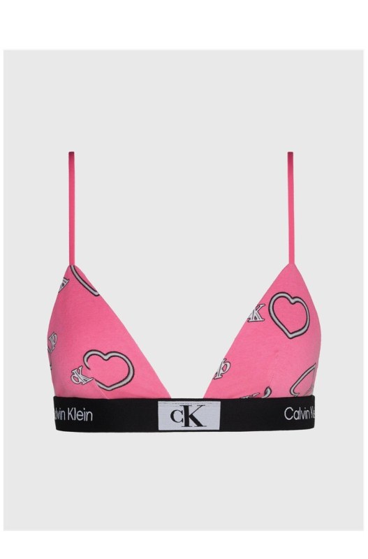 Dámské podprsenka 000QF7478E KCC růžová se srdíčky - Calvin Klein - Dámské spodní prádlo kalhotky