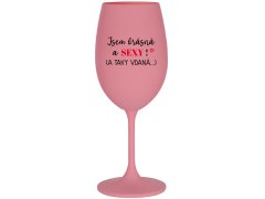 JSEM A růžová sklenice na víno 350 ml model 20648418 - Giftela