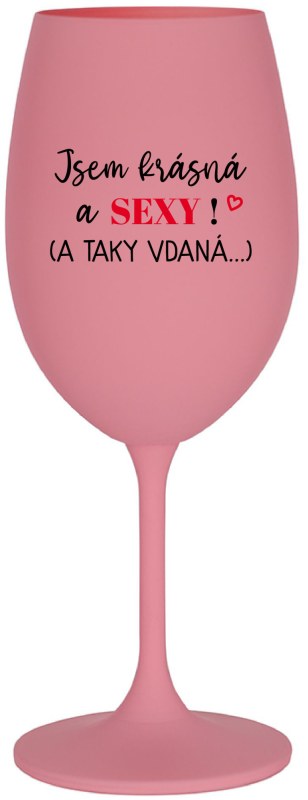 JSEM A růžová sklenice na víno 350 ml model 20648418 - Giftela - Dámské plavky