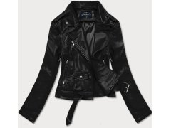 Černá bunda ramoneska - vesta z eko kůže FL202050 černá - FLAM Mode