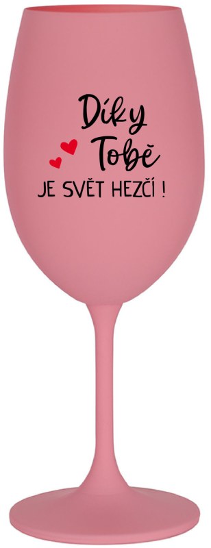 růžová sklenice na víno 350 ml model 20731803 - Giftela - Dámské erotické prádlo komplety a sety