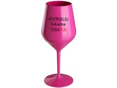 růžová nerozbitná sklenice na víno 470 ml model 20223887 - Giftela