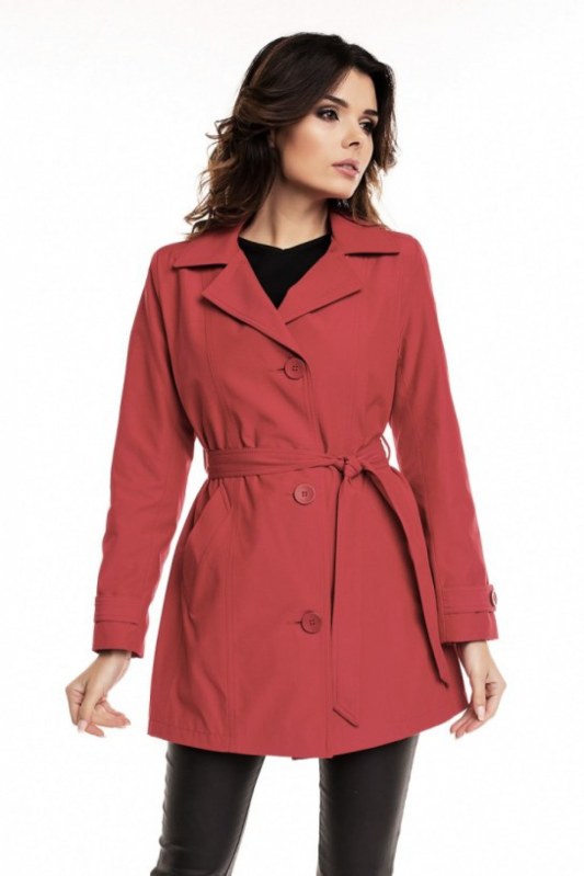 Dámský plášť model 18580902 červený - Cabba - Dámské kabáty