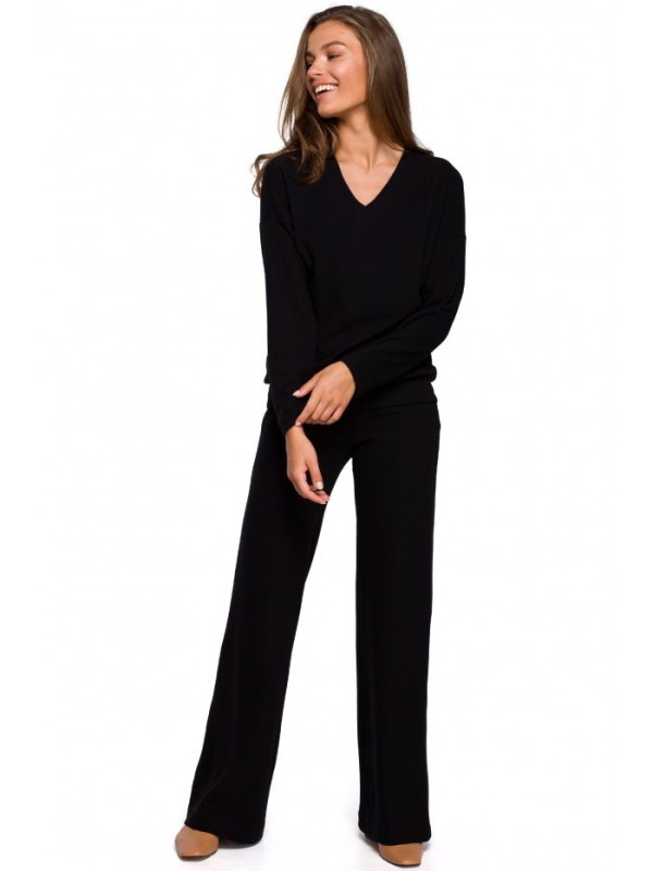 Dámské pletené kalhoty model 18398592 černé - STYLOVE - Dámské kalhoty