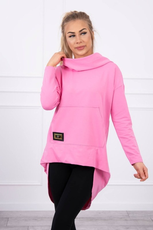 Dámská prodloužená mikina s kapucí 9116 Růžová - K-Fashion Dámská prodloužená mikina s kapucí 9116 Růžová - K-Fashion - Dámské mikiny