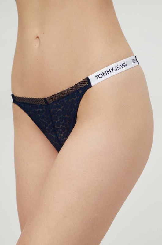 Dámská tanga HIGH LEG THONG UW0UW05160 C1G tm. modré - Tommy Hilfiger - Dámské plavky