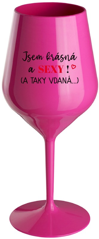 JSEM A růžová nerozbitná sklenice na víno 470 ml model 20753741 - Giftela - Dámské plavky