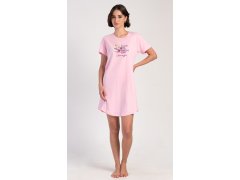 Dámská noční košile model 20206867 Světle růžová s potiskem - Vienetta