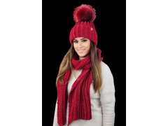 Komplet čepice a šála Hat&Scarf model 20739860 tmavě červená - Kamea