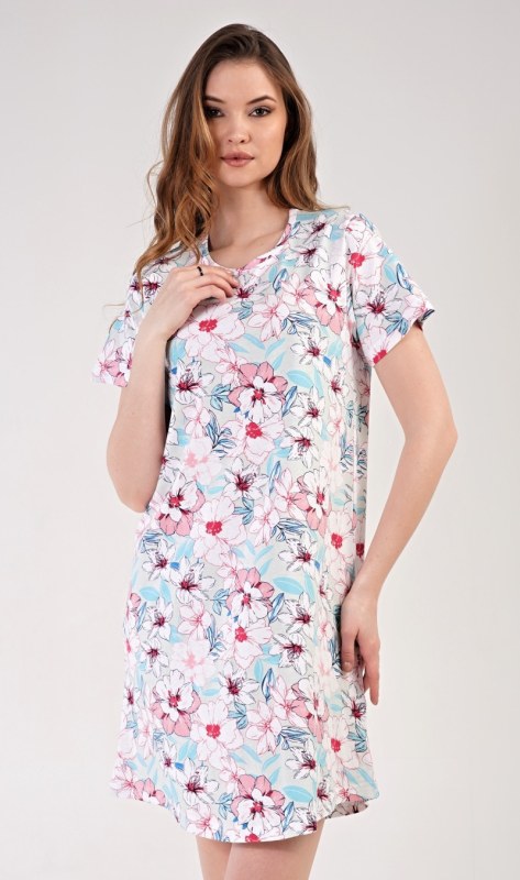 Dámská noční košile s krátkým rukávem model 18316249 - Vienetta - Dámské pyžama