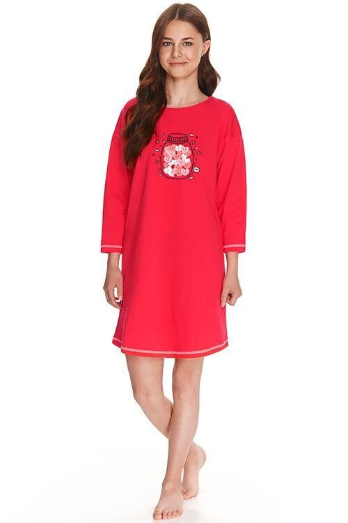 Dívčí noční košilka Livia červená se srdíčky - Dámské pyžama