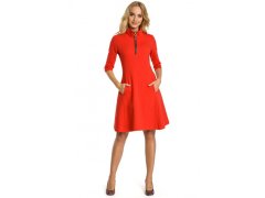 Dámské šaty s límcem na zip M349 - červené - MOE