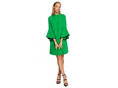 Dámské šaty áčkového střihu s rukávy zelené model 18422203 - Moe