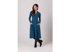 Dámské rozšířené šaty s kapsami tmavě modré model 19439600 - BeWear