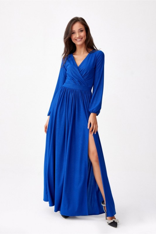 Dlouhé dámské šaty SUK0420 královská modř - Roco Fashion - Dámské saka