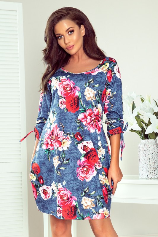 Pohodlné dámské oversize šaty s květinovým vzorem na model 8009171 - numoco - Dámské saka