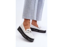 Dámské mokasíny / Bílá s černou model 21103427 - S.Barski