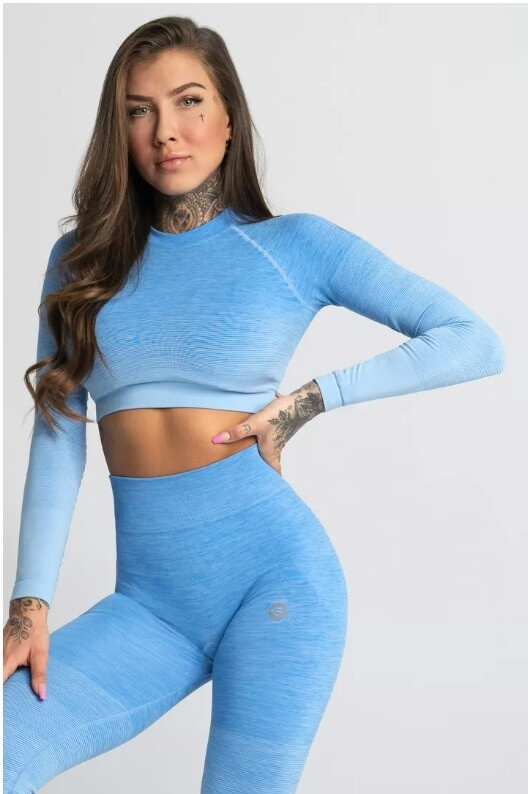 Dámský Crop-Top s krátkým rukávem Ombre - Gym Glamour