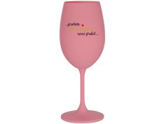 růžová sklenice na víno 350 ml model 20235490 - Giftela