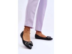 Elegantní baleríny s mašlí 9513 černé - Sweet Shoes