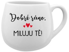 DOBRÉ RÁNO. MILUJU TĚ! - bílý keramický hrníček 300 ml