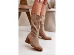 Ažurové kozačky RMR2337 hnědé - Step in style