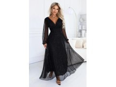 sukienka maxi z&nbsp;i dekoltem czarna model 22592499 - numoco basic