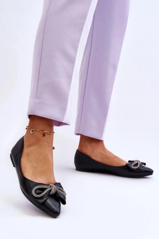 Elegantní baleríny s mašlí 9513 černé - Sweet Shoes