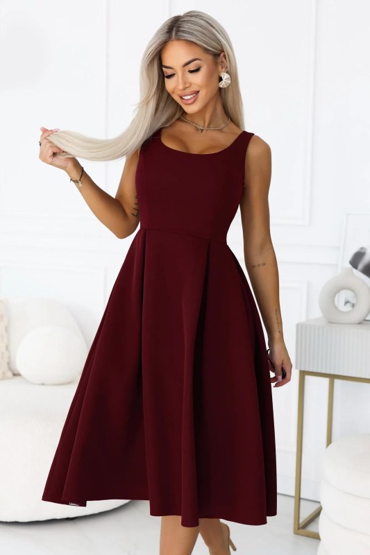 sukienka midi na bordowa model 22596779 - numoco