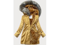 Dámská zimní bunda s kapucí hořčicová model 18153572 - Libland