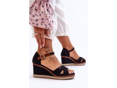 Dámské sandály na klínku Černá s Key model 20116394 - Inello