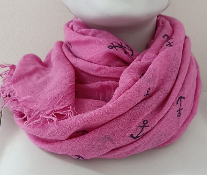 Dámský šátek růžový s potiskem - FPrice - Doplňky čepice, rukavice a šály