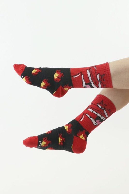 Veselé ponožky Cow and chicken červené - Doplňky čepice, rukavice a šály